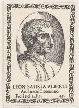 Portrait de Leon Battista Alberti dessinant dans un ovale.