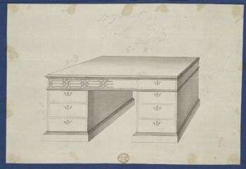 Library Table, from Chippendale Drawings, Vol. II, Thomas Chippendale. Drawing of a commode in typical Chippendale Style. 