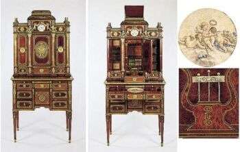 Louis XV Style chest: A red chest with gold accents.