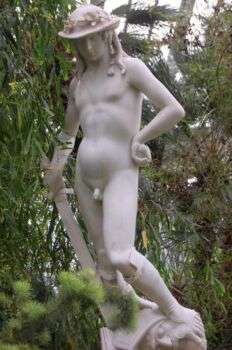 Marble sculpture of David; replica at the Temperate House, Royal Botanic Gardens.