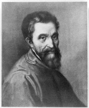 Michelangelo Buonarroti, black and white half-bust portrait (1911).