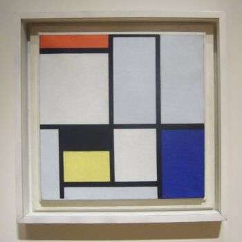 Piet Mondrian Composition C (No.III) with red, yellow and blue geometric forms. 