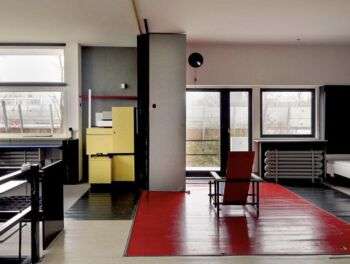 Rietveld Schroder House - Photo fo the interior designs. Upper level with the iconic chair designed by Rietveld.