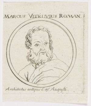 Drawn picture of Marcus Vitruvius Roman.
