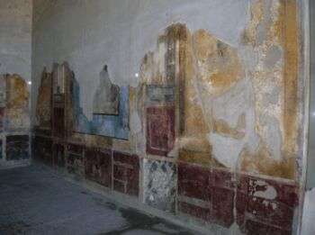 Imagen de un fresco situado en una pared de la Villa de Arianna en la ciudad italiana de Castellammare di Stabia.