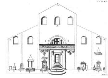 A blueprint-type drawing of St. Peter's Basilica in Rome. 
