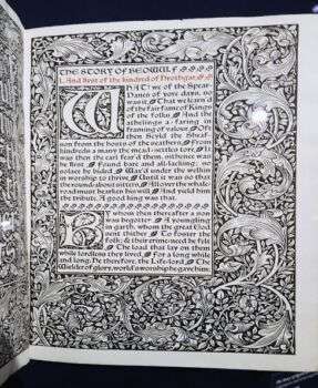 Tale of Beowulf - William Morris- "Troy type" font, capitals, and scrollwork borders by William Morris.