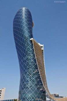 The Capital Gate tower, Abu Dhabi, United Arab Emirates.