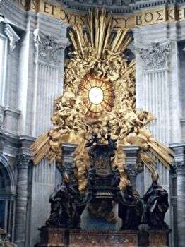 'La chaise de Saint-Pierre avec quatre docteurs de l'Église' (1656-1665) - stucs dorés et statues de bronze de Gian Lorenzo Bernini - Basilique Saint-Pierre - Cité du Vatican / Rome.