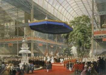 Queen Victoria presiding at the state opening of the Great Exhibition of 1851 at the Crystal Palace, Sydenham Hill, London, May 1, 1851.