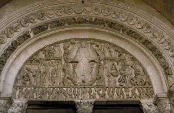 Example of the decorated Tympanum of the Church of Saint Lazare, France.