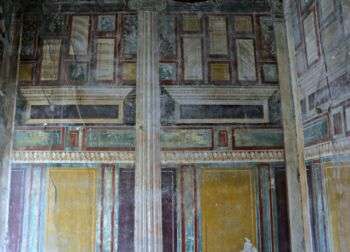 Villa Arianna muro e affresco in quattro stili della pittura pompeiana