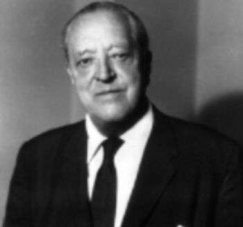 Ludwig Mies Van Der Rohe (1886-1969): portrait in black and white of the designer. 