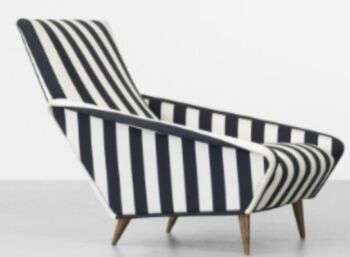 Distex lounge chair, in another shade of color, with white and blue navy stripes.