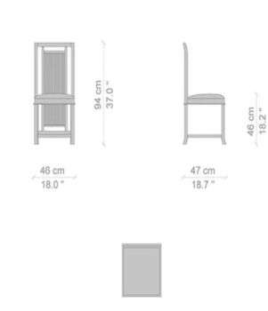 Une photo des dimensions de la Chaise.