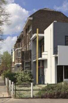The Rietveld-Schröder house and its less extravagant neighbor.